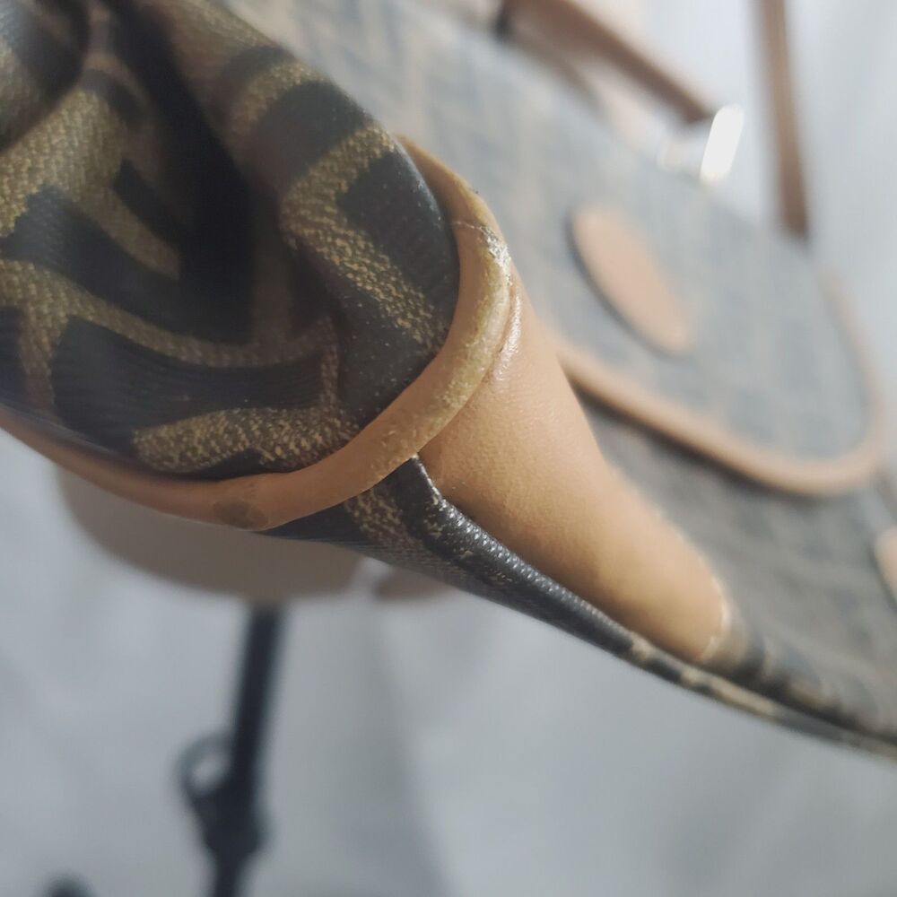 Vintage Fendi Zucca Crossbody Bag Brown FF Monogram Canvas Messenger Italy - Picture 10 of 15